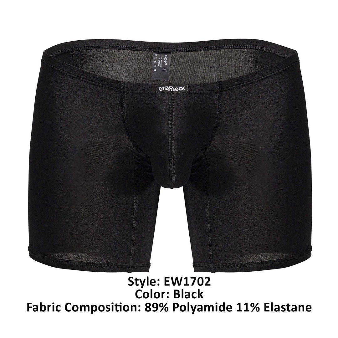 ErgoWear men's black X4D boxer briefs – low-rise polyamide full coverage underwear