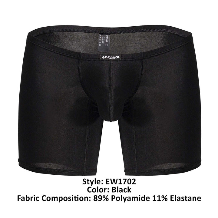 ErgoWear men's black X4D boxer briefs – low-rise polyamide full coverage underwear