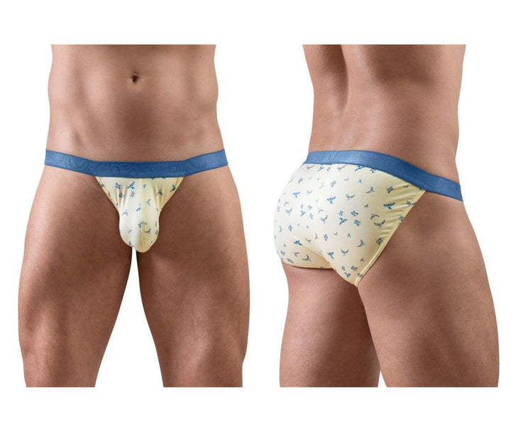 ErgoWear SLK SE Men's Bikini Brief in Vanilla Birds – men's briefs