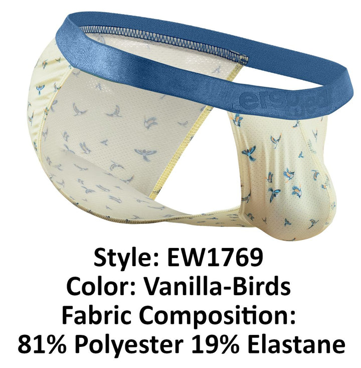 ErgoWear SLK SE Men's Bikini Brief in Vanilla Birds – men's briefs