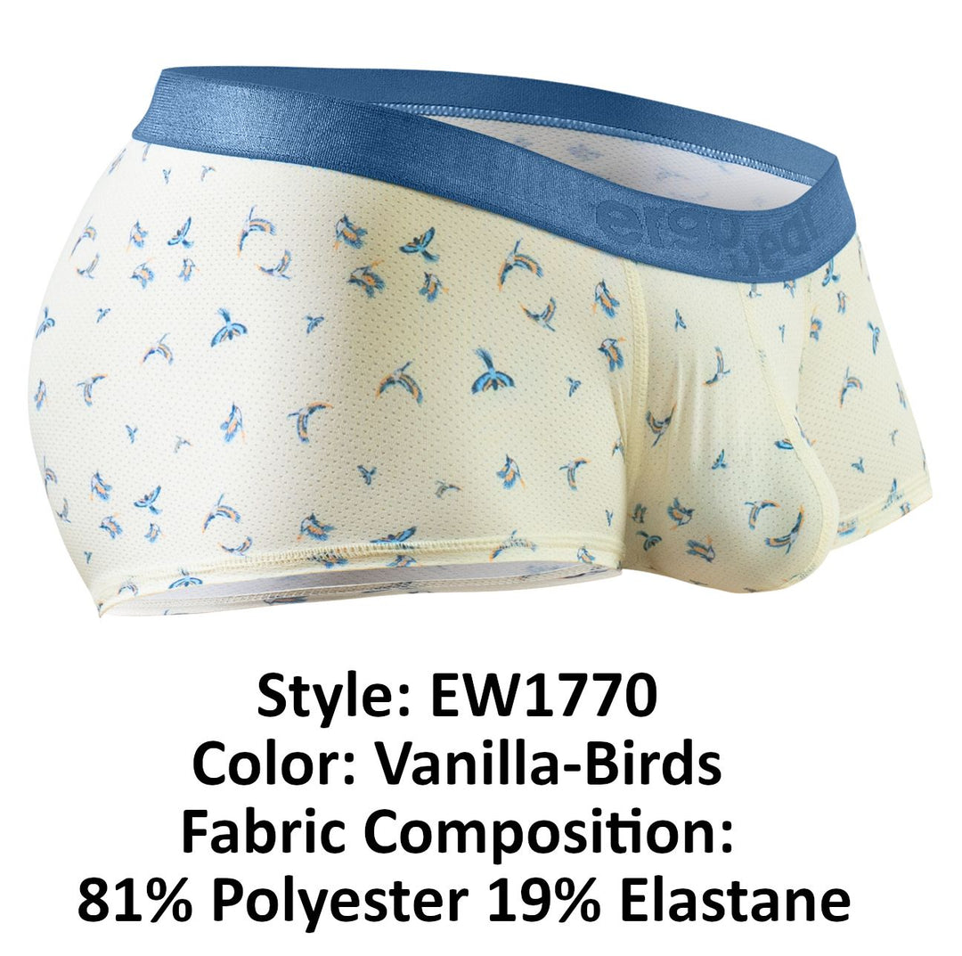 ErgoWear SLK SE Men's Trunk Underwear in Vanilla Birds – men's trunks