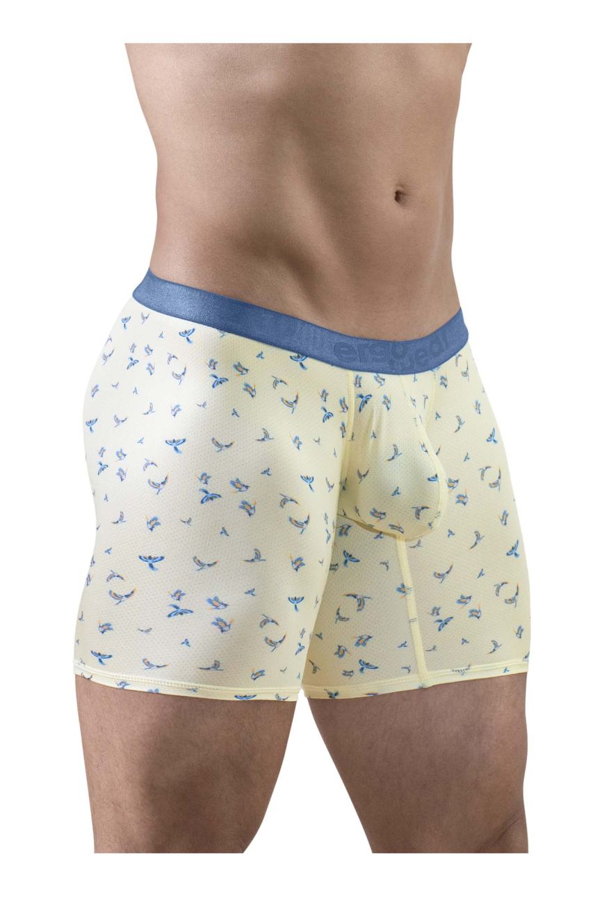 ErgoWear Men's Underwear EW1771 SLK SE Boxer Briefs Color Vanilla-Birds