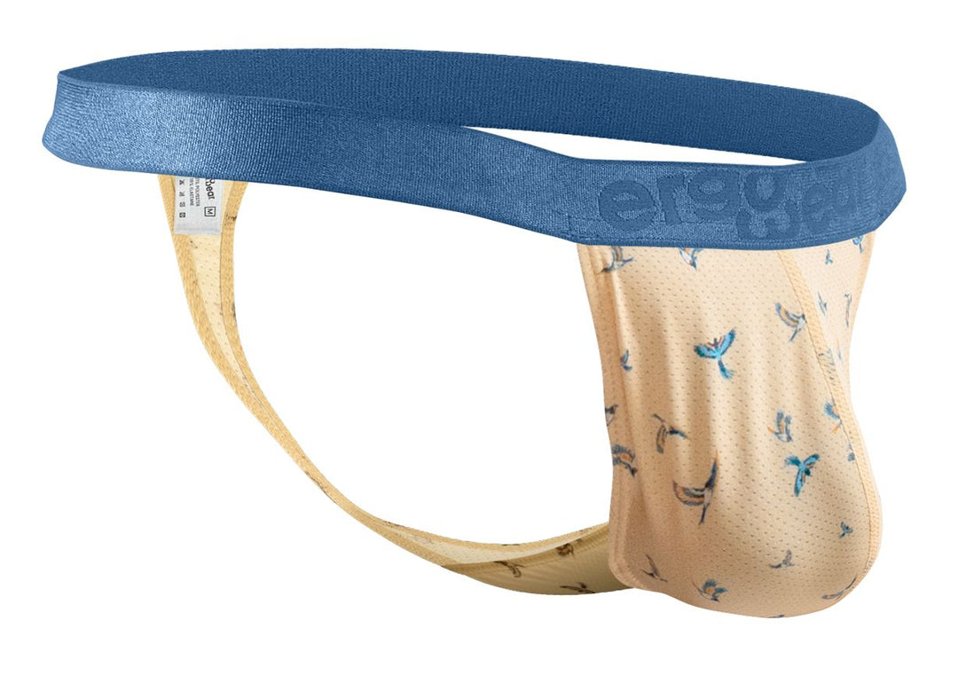 ErgoWear men's peach birds print SLK SE G-string thong – minimal open-back underwear