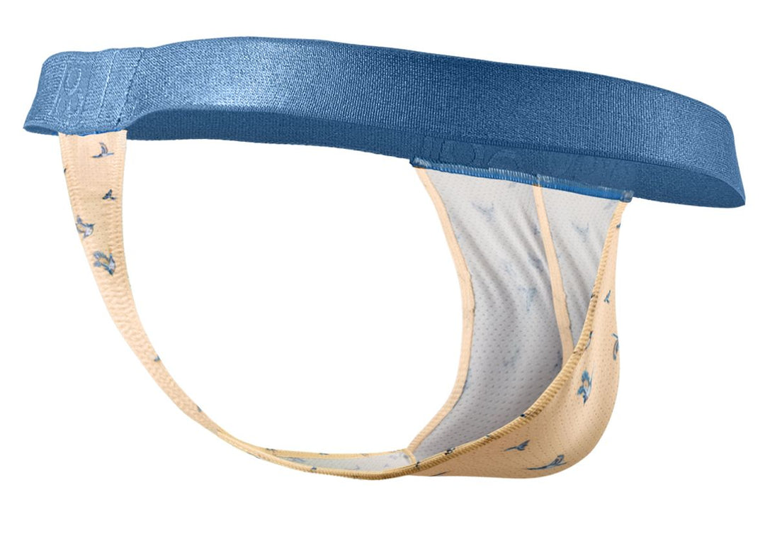 ErgoWear men's peach birds print SLK SE G-string thong – minimal open-back underwear