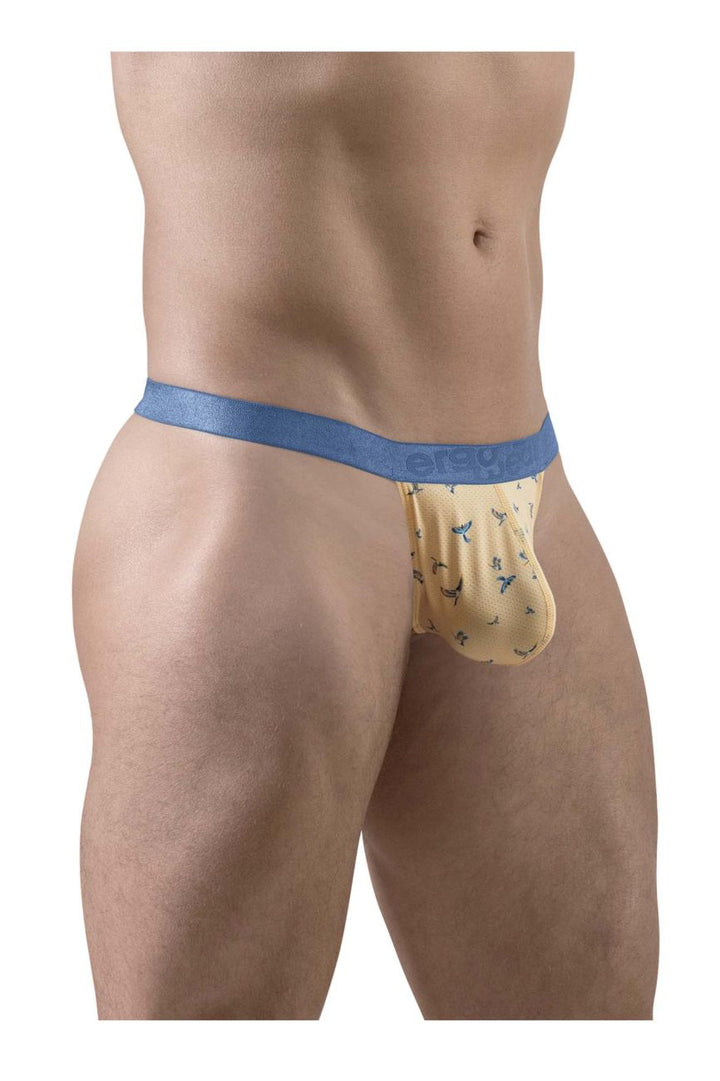 ErgoWear men's peach birds print SLK SE G-string thong – minimal open-back underwear