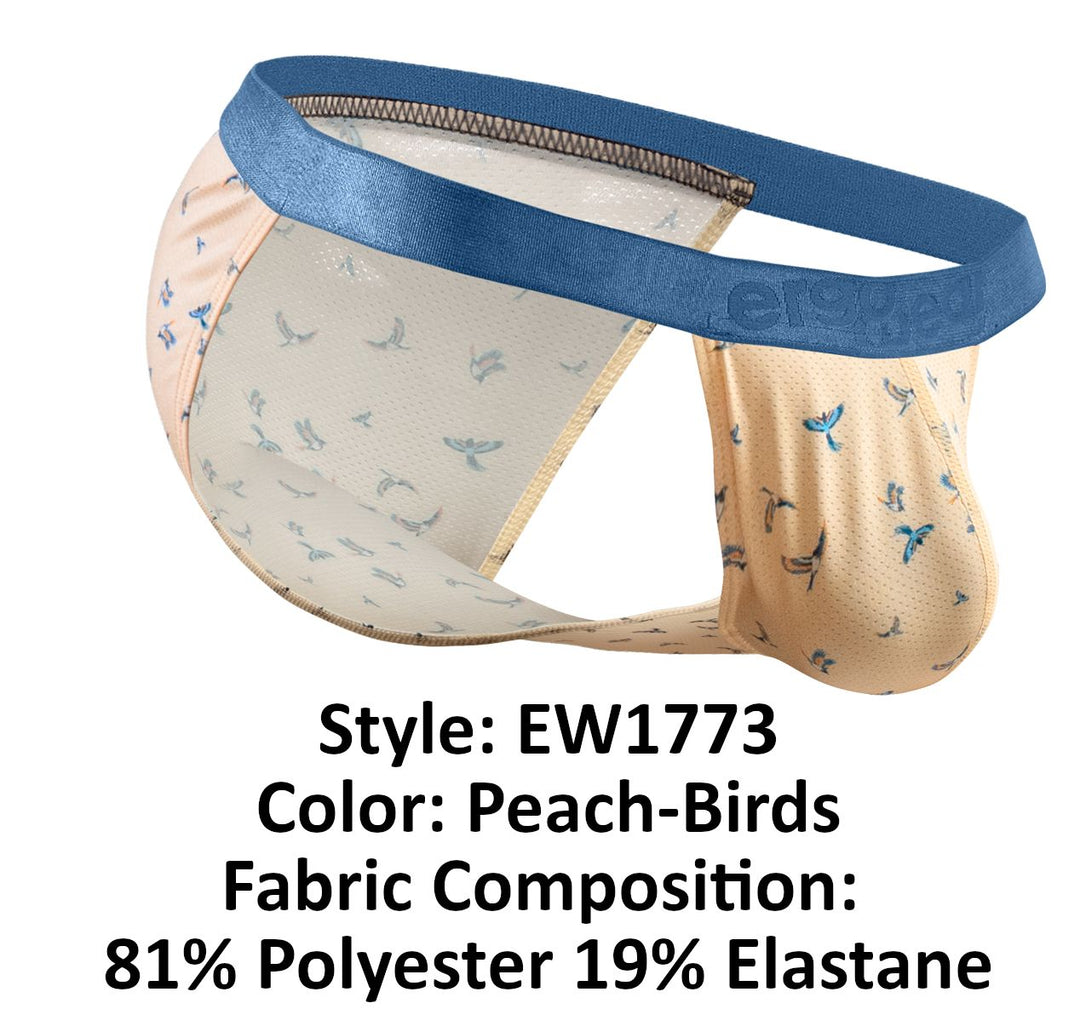 ErgoWear SLK SE Men's Bikini Brief in Peach Birds – men's briefs