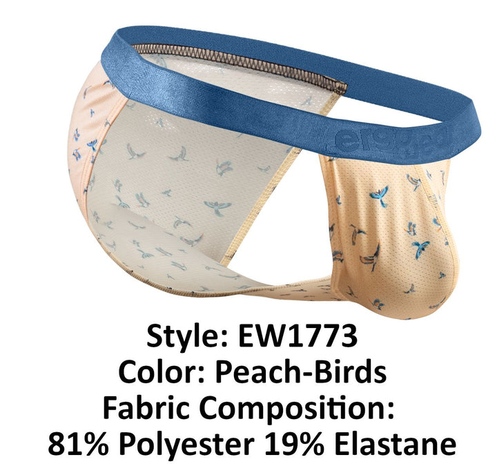 ErgoWear SLK SE Men's Bikini Brief in Peach Birds – men's briefs