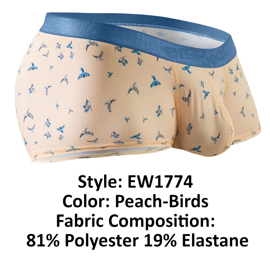 ErgoWear SLK SE Men's Trunk Underwear in Peach Birds – men's trunks