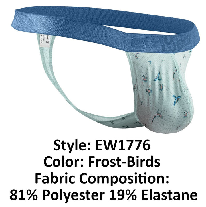 ErgoWear EW1776 SLK SE G-String in frost birds print – men's printed G-string underwear