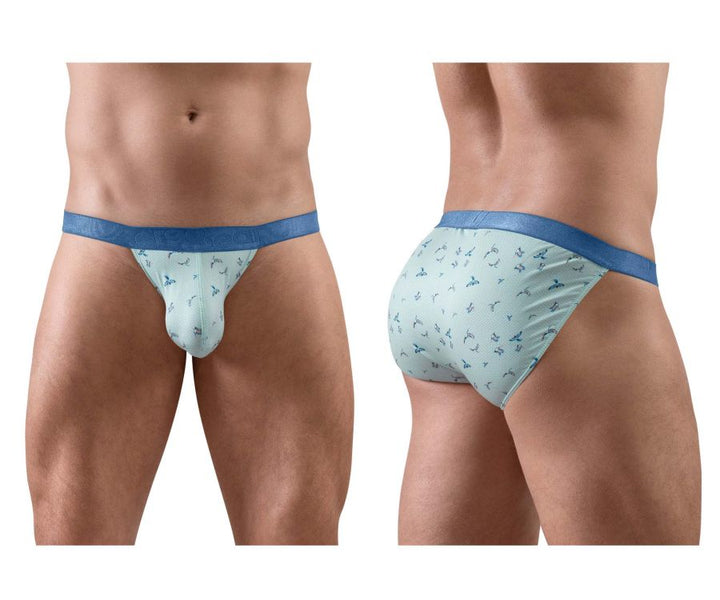 ErgoWear men's frost birds print SLK SE bikini briefs – low-rise stretch underwear