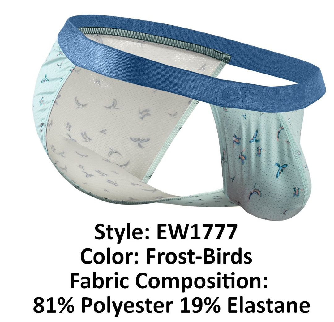ErgoWear men's frost birds print SLK SE bikini briefs – low-rise stretch underwear