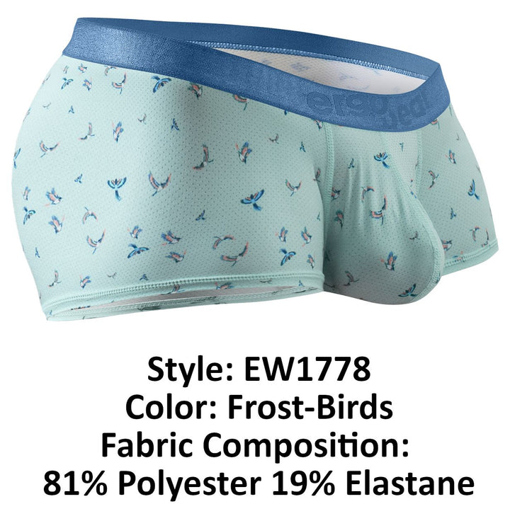 ErgoWear SLK SE Men's Trunk Underwear in Frost Birds – men's trunks