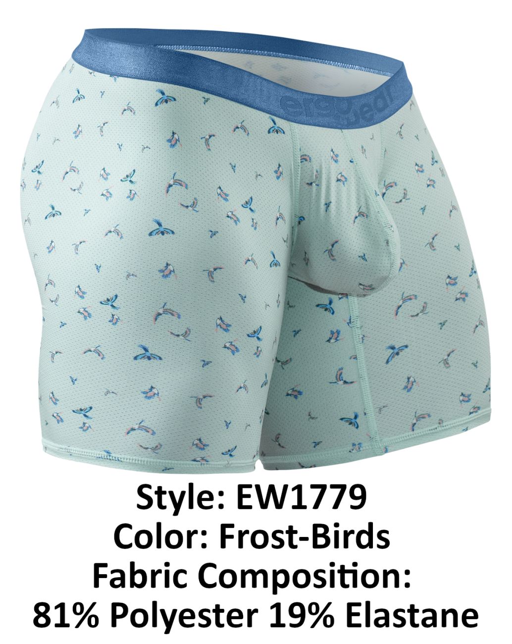 ErgoWear SLK SE Men's Boxer Brief in Frost Birds – men's boxer briefs