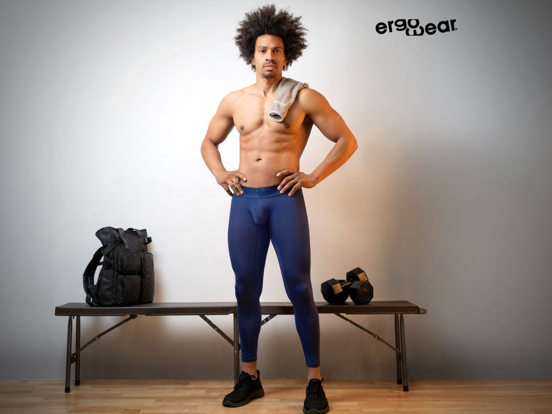 ErgoWear MAX BOLD Men's Compression Legging in Dark Blue – men's athletic pants