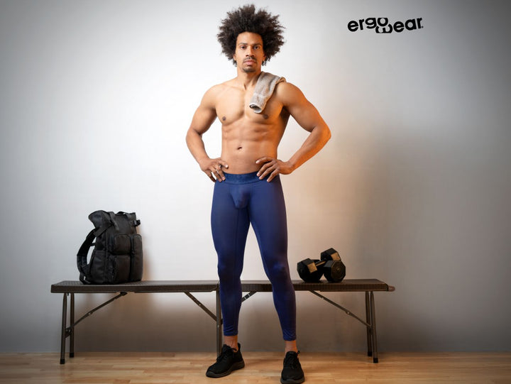 ErgoWear MAX BOLD Men's Compression Legging in Dark Blue – men's athletic pants