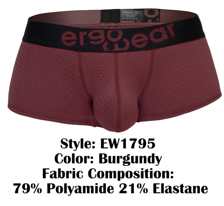 ErgoWear MAX FLOW Men's Trunk Underwear in Burgundy – men's trunks