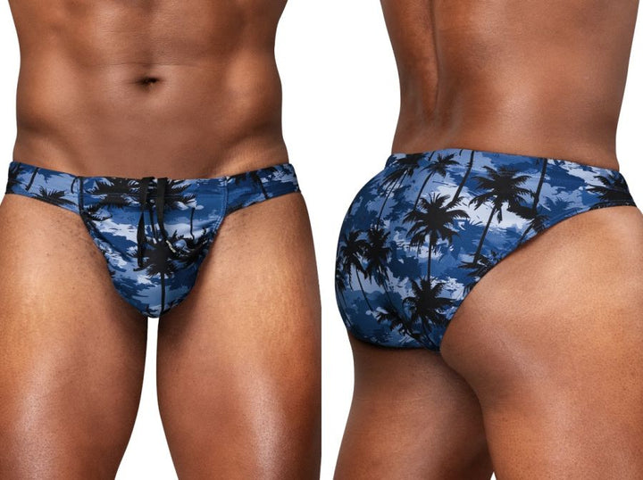 ErgoWear FEEL SW Men's Swim Brief in Dark Blue Palms – men's swimwear