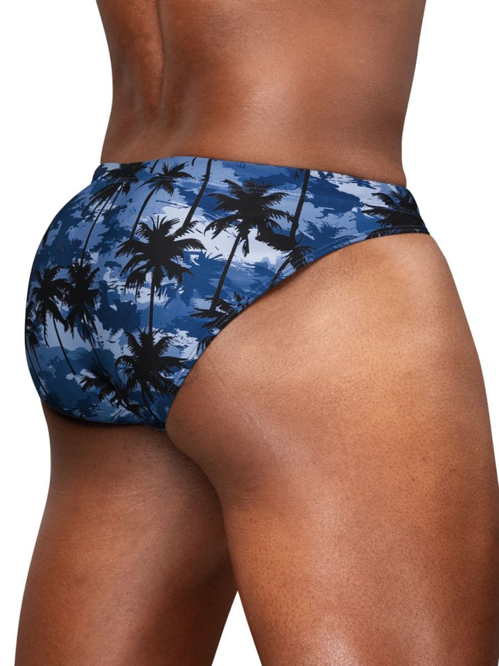 ErgoWear FEEL SW Men's Swim Brief in Dark Blue Palms – men's swimwear