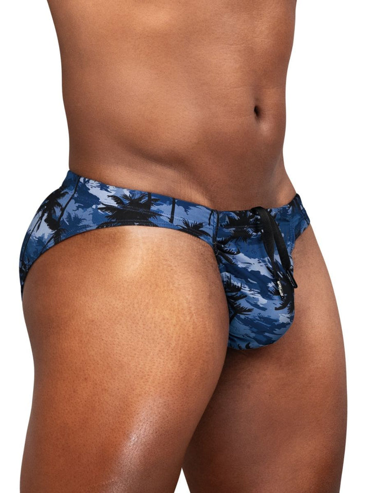 ErgoWear FEEL SW Men's Swim Brief in Dark Blue Palms – men's swimwear