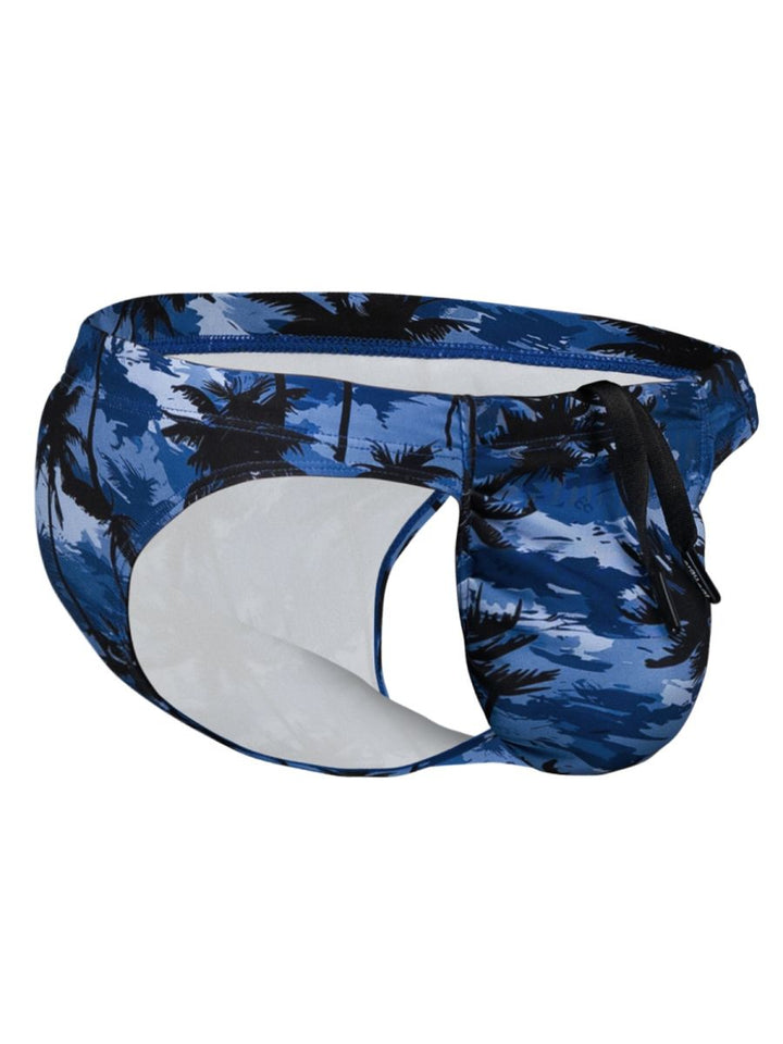 ErgoWear FEEL SW Men's Swim Brief in Dark Blue Palms – men's swimwear