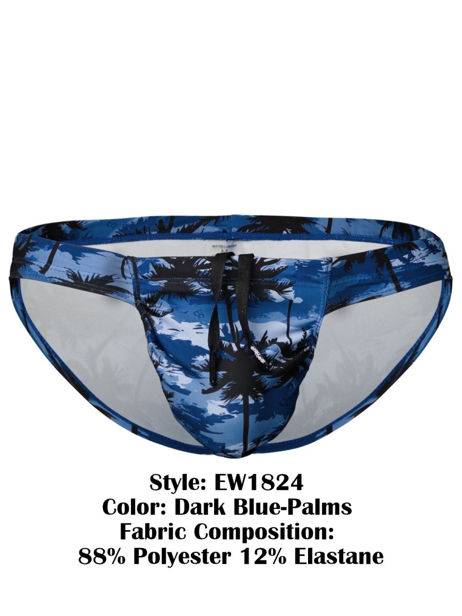 ErgoWear FEEL SW Men's Swim Brief in Dark Blue Palms – men's swimwear