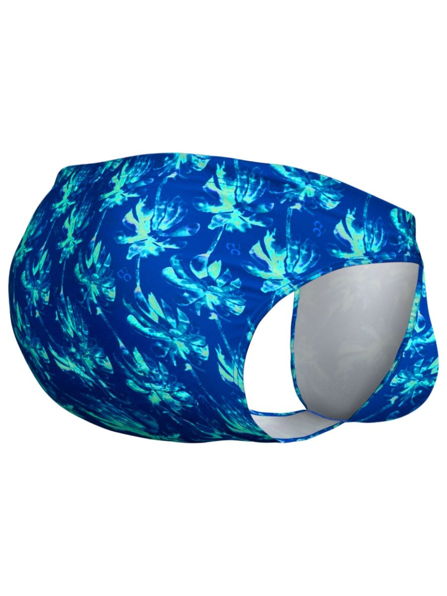 ErgoWear FEEL SW Men's Swim Brief in Royal Blue Palms – men's swimwear