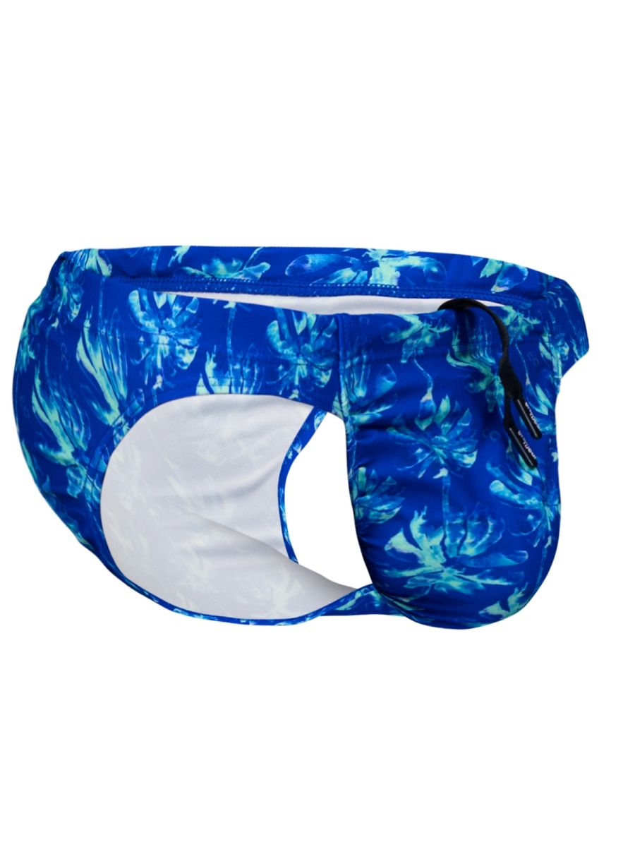 ErgoWear FEEL SW Men's Swim Brief in Royal Blue Palms – men's swimwear