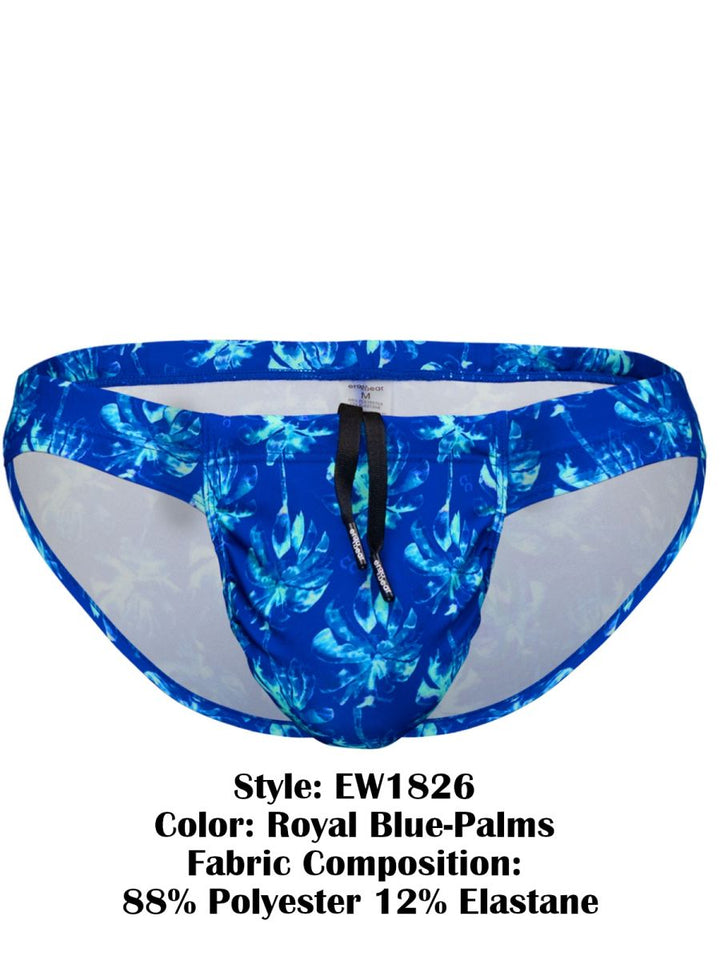 ErgoWear FEEL SW Men's Swim Brief in Royal Blue Palms – men's swimwear