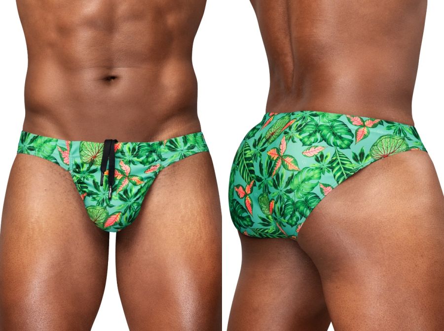 ErgoWear FEEL SW Men's Swim Brief in Aqua Leaves – men's swimwear