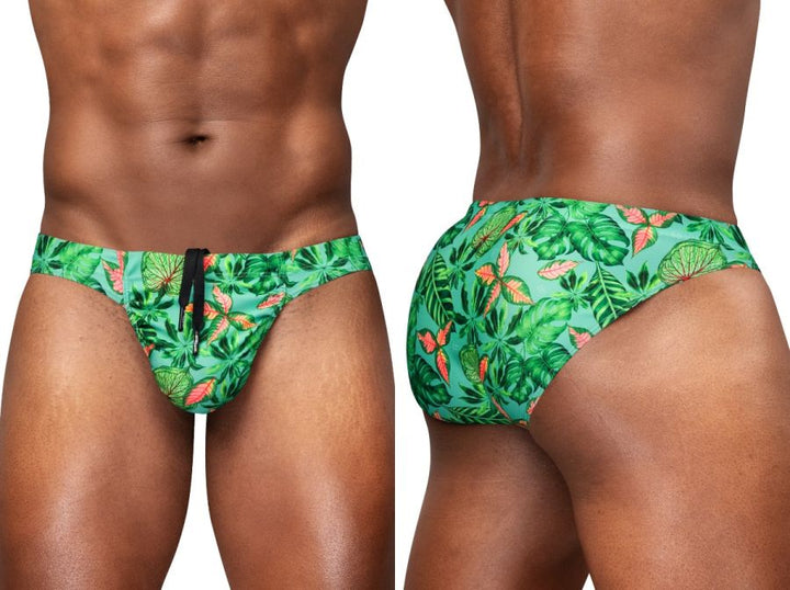 ErgoWear FEEL SW Men's Swim Brief in Aqua Leaves – men's swimwear