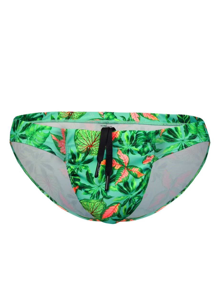 ErgoWear FEEL SW Men's Swim Brief in Aqua Leaves – men's swimwear