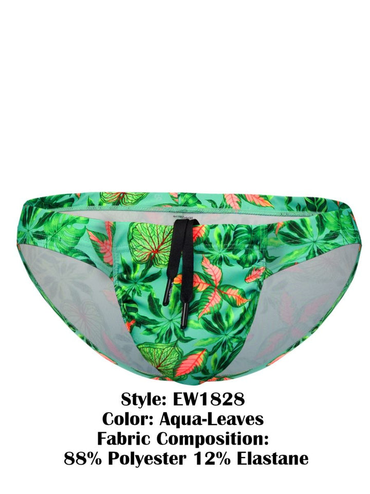 ErgoWear FEEL SW Men's Swim Brief in Aqua Leaves – men's swimwear