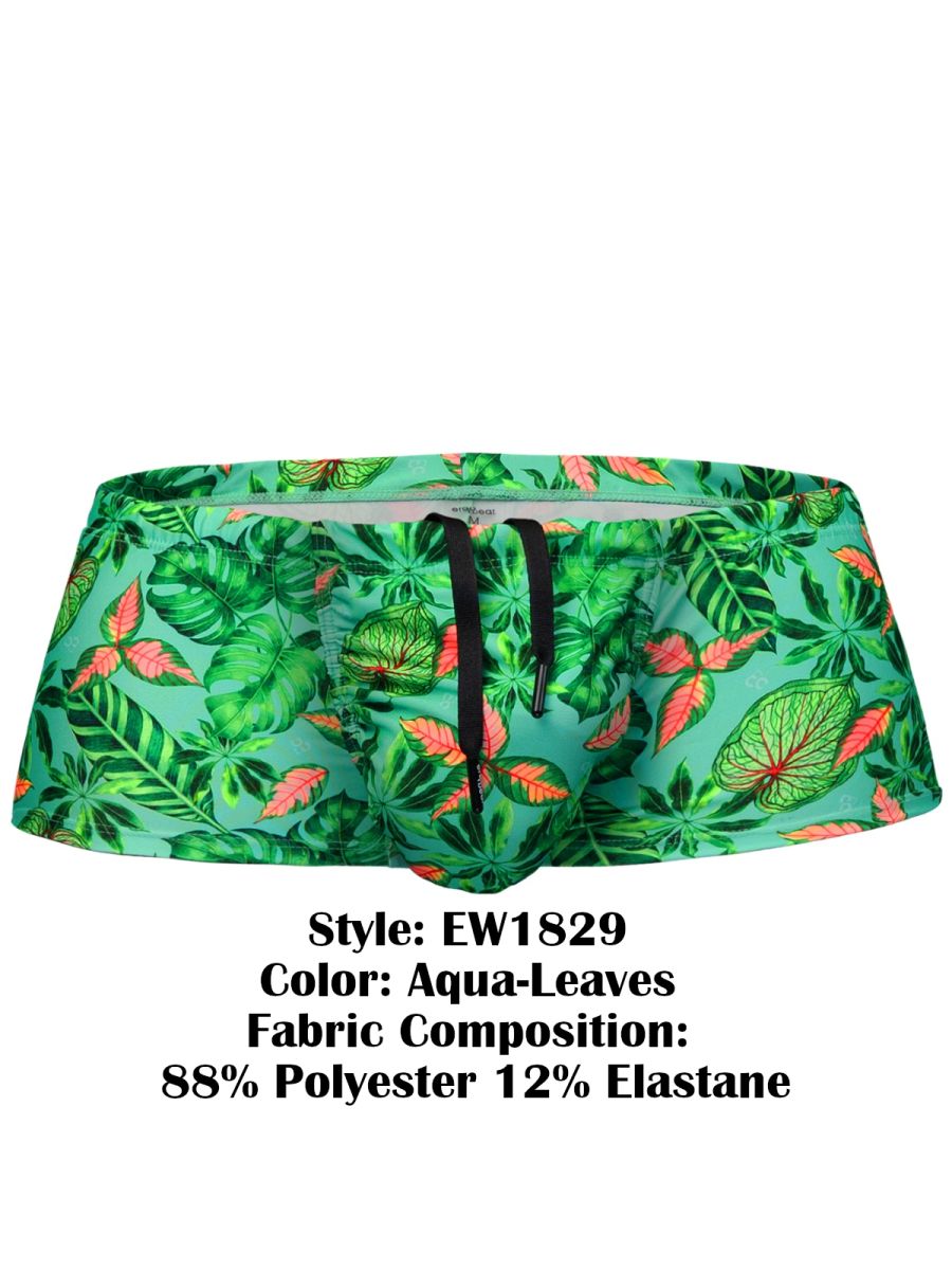 ErgoWear FEEL SW Men's Swim Brief in Aqua Leaves – men's swimwear