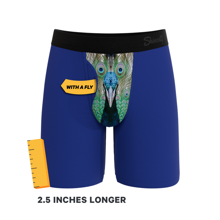 The Fancy Feather | Peacock Long Leg Ball Hammock® Pouch Underwear With Fly