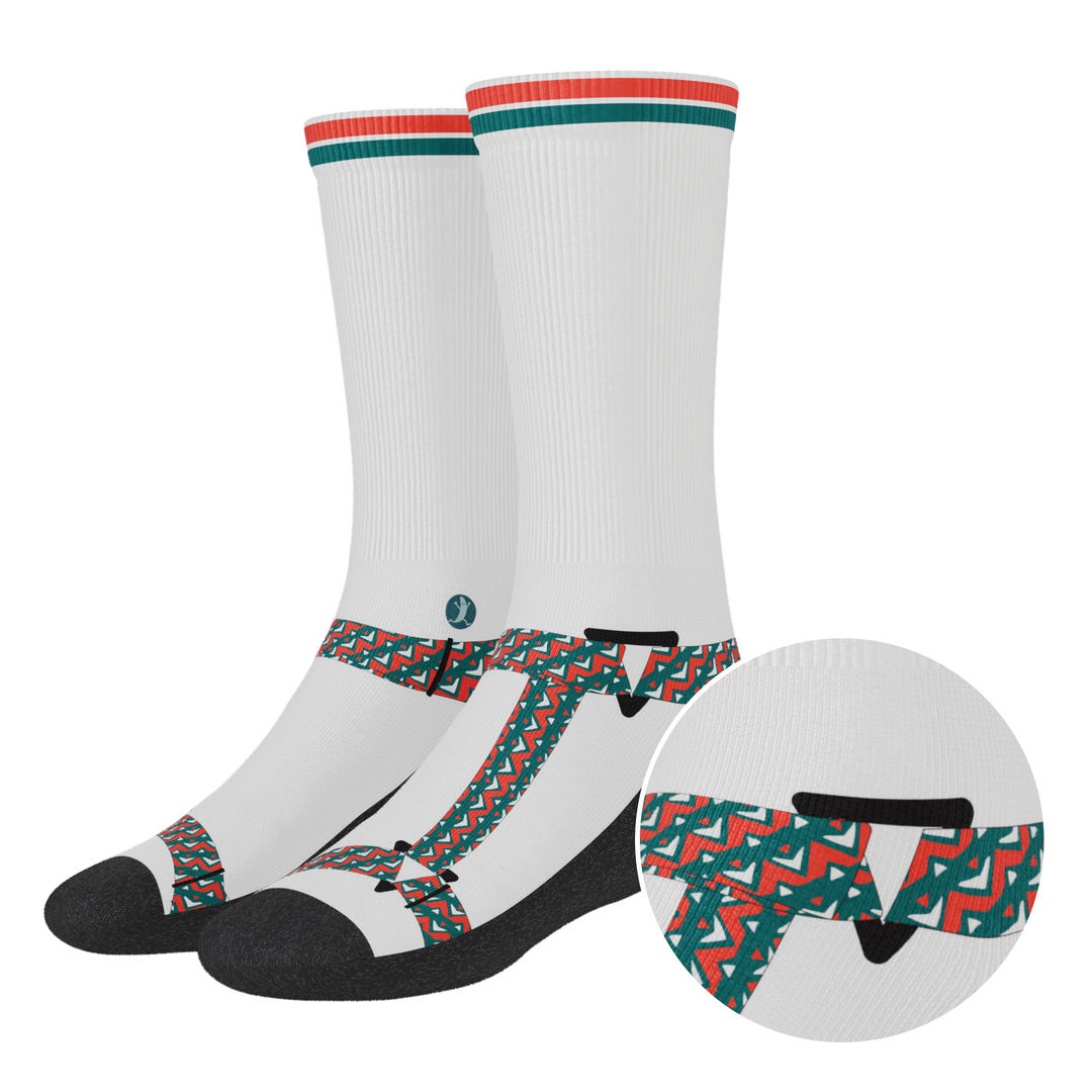 Shinesty The Faux Pas velcro sandal Heel Hammock crew socks – men's sandal print novelty crew socks