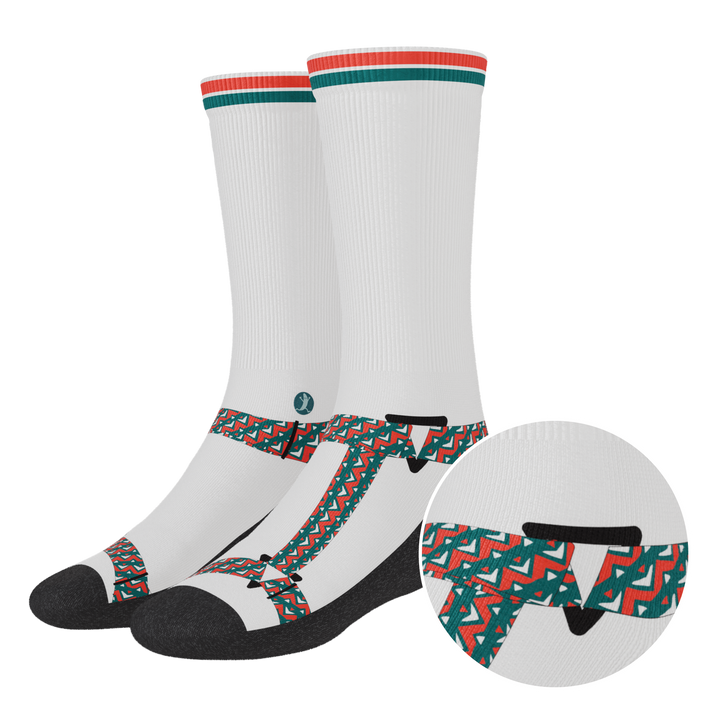 Shinesty The Faux Pas velcro sandal Heel Hammock crew socks – men's sandal print novelty crew socks