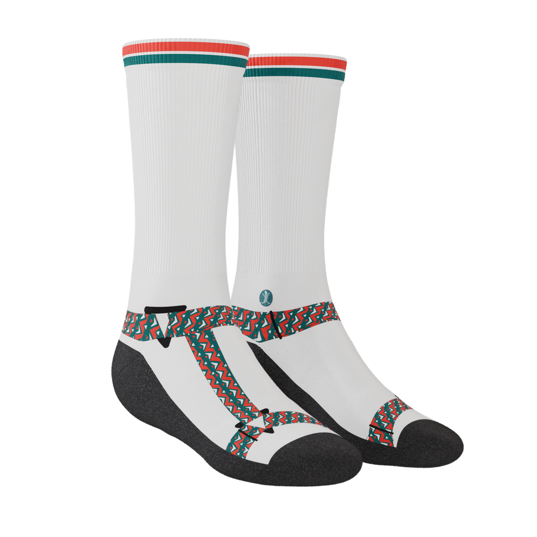 Shinesty The Faux Pas velcro sandal Heel Hammock crew socks – men's sandal print novelty crew socks