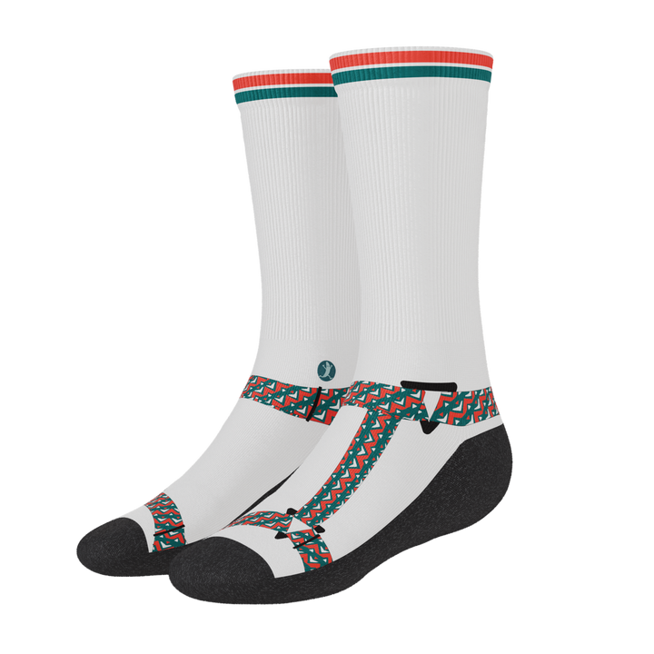 Shinesty The Faux Pas velcro sandal Heel Hammock crew socks – men's sandal print novelty crew socks
