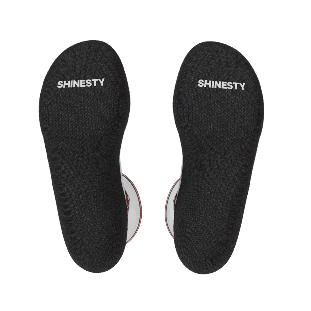 Shinesty The Faux Pas velcro sandal Heel Hammock crew socks – men's sandal print novelty crew socks