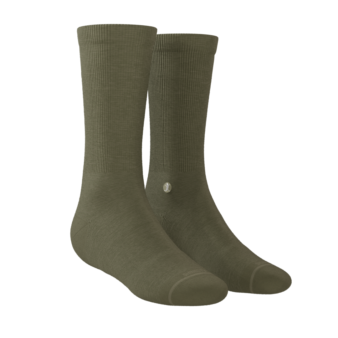 The Fields Of Green | Oil Green Heel Hammock™ Crew Socks
