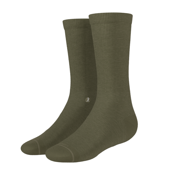 The Fields Of Green | Oil Green Heel Hammock™ Crew Socks