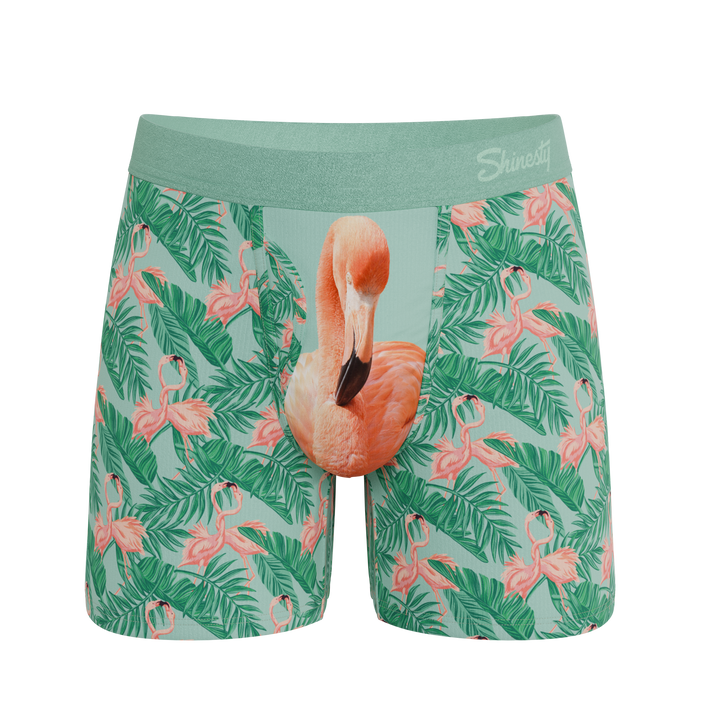 Shinesty The Flamboyance flamingo Ball Hammock underwear with fly – men's flamingo print boxer brief fly