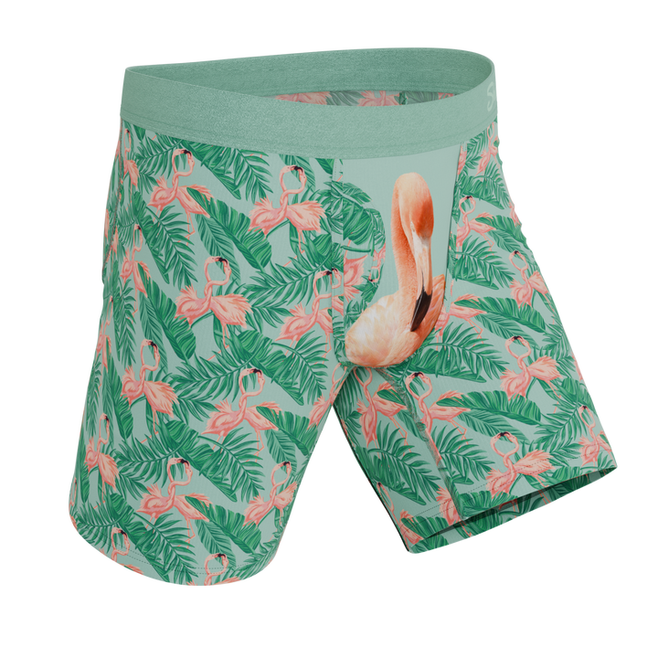 Shinesty The Flamboyance flamingo Ball Hammock long leg underwear with fly – men's flamingo long leg boxer