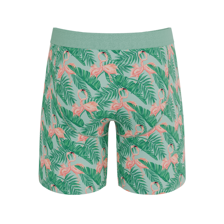 Shinesty The Flamboyance flamingo Ball Hammock long leg underwear with fly – men's flamingo long leg boxer