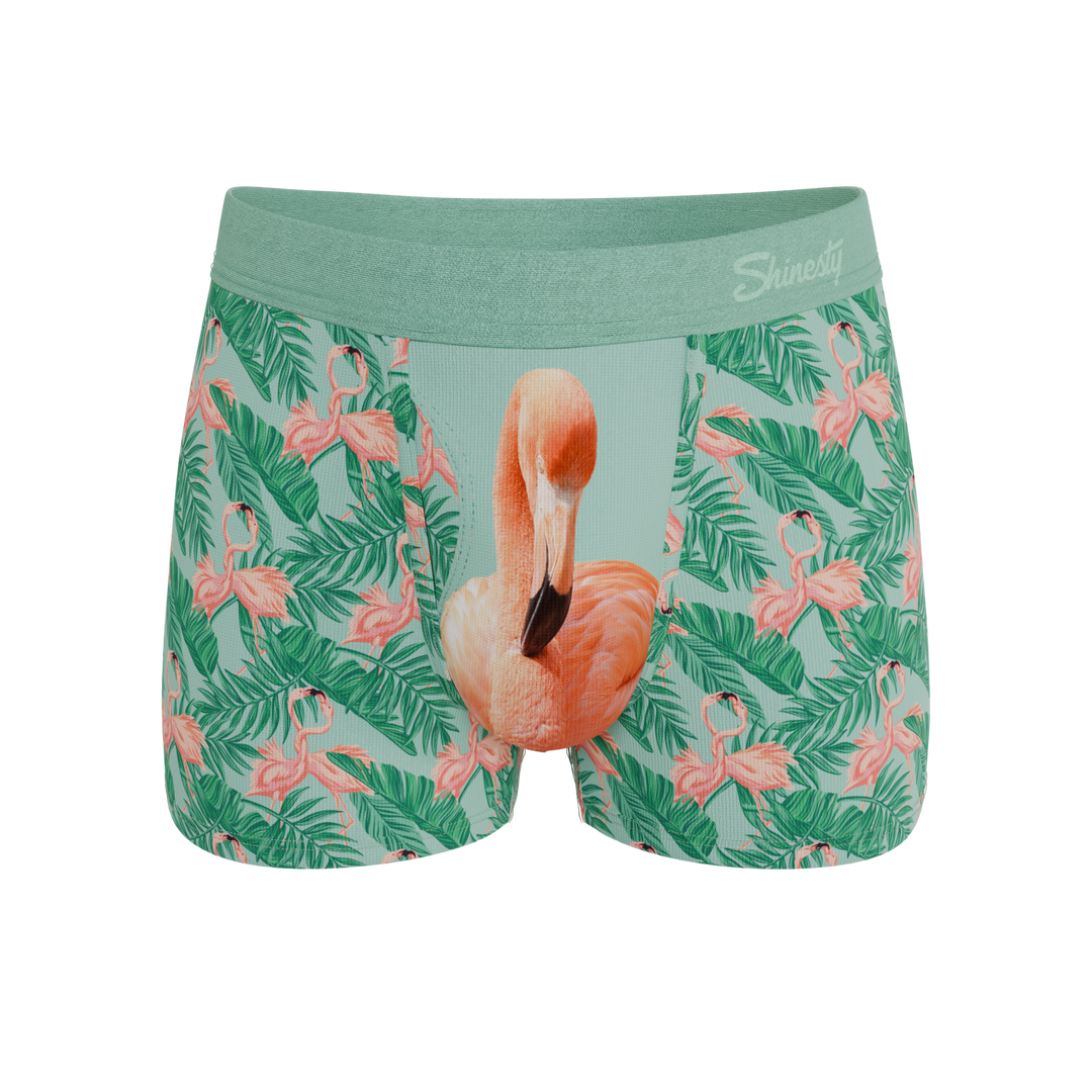 Shinesty The Flamboyance flamingo Ball Hammock pouch trunks – men's flamingo print trunk underwear