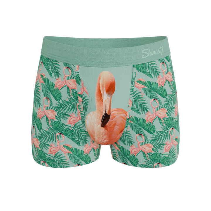 Shinesty The Flamboyance flamingo Ball Hammock pouch trunks – men's flamingo print trunk underwear