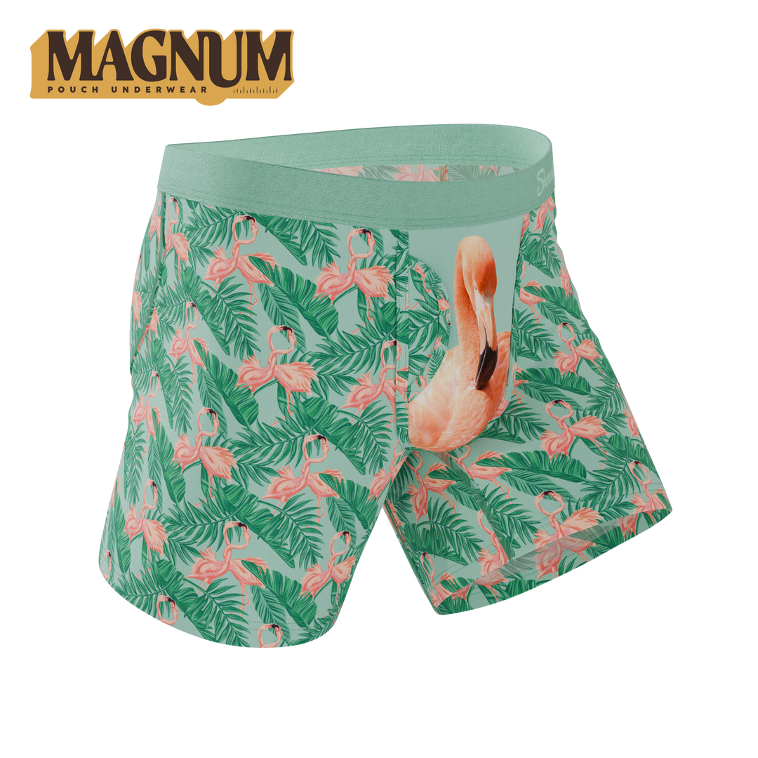 Shinesty The Flamboyance flamingo Ball Hammock Magnum Big Pouch – men's flamingo print big pouch boxer