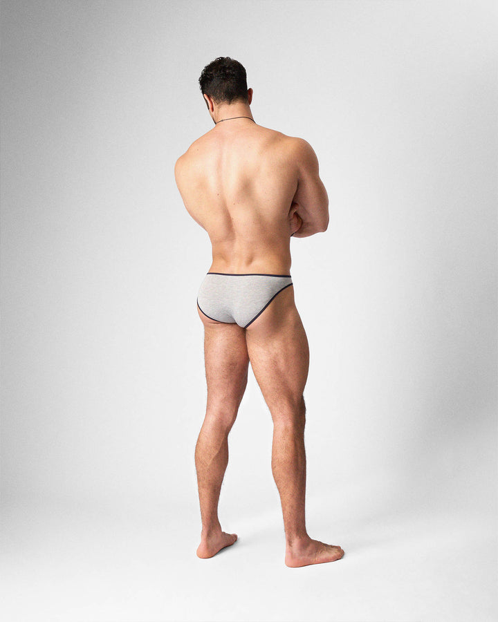 TEAMM8 Flaunt Bikini Brief in grey marle – ultra-thin waistband form-fitting brief