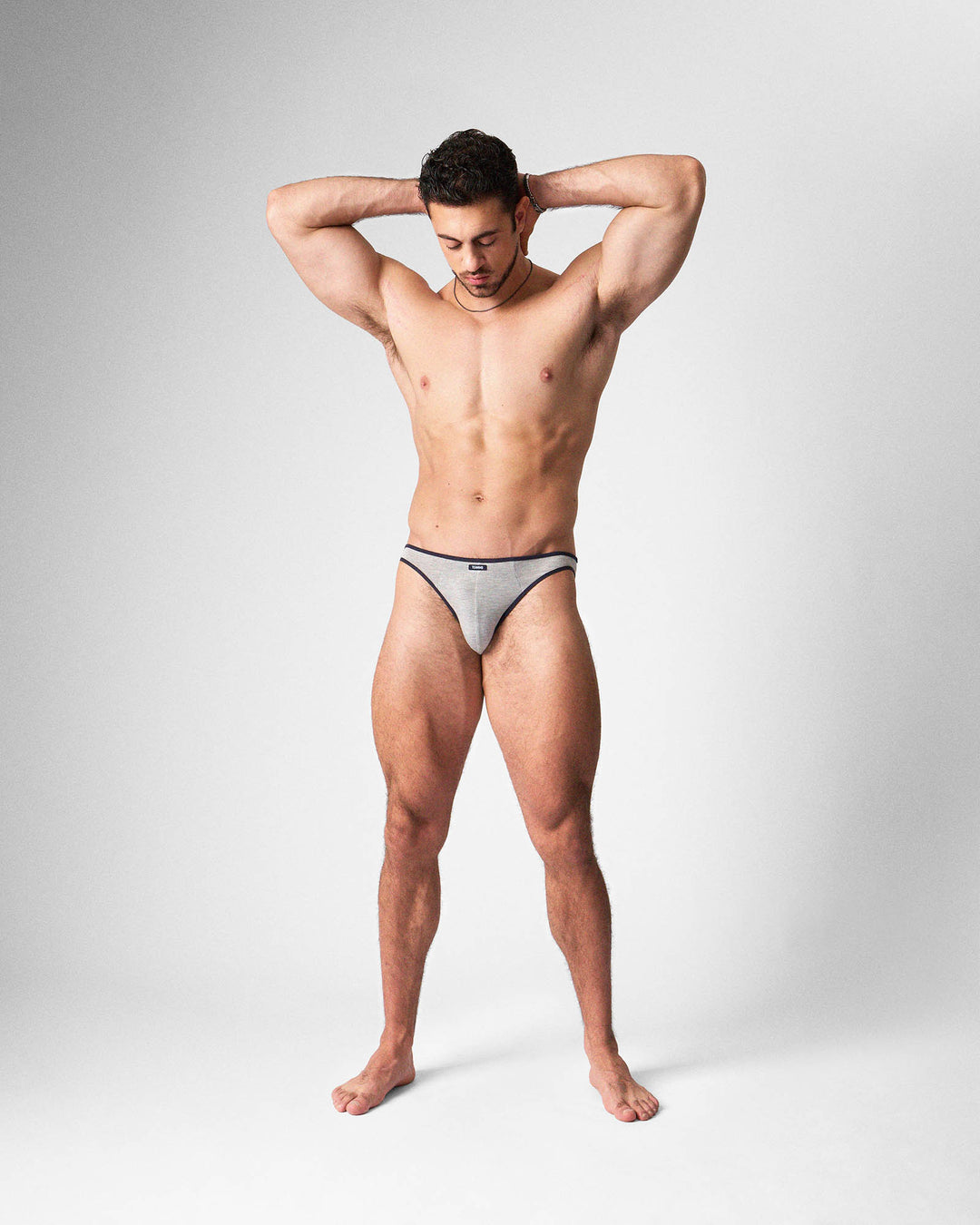 TEAMM8 Flaunt Bikini Brief in grey marle – ultra-thin waistband form-fitting brief