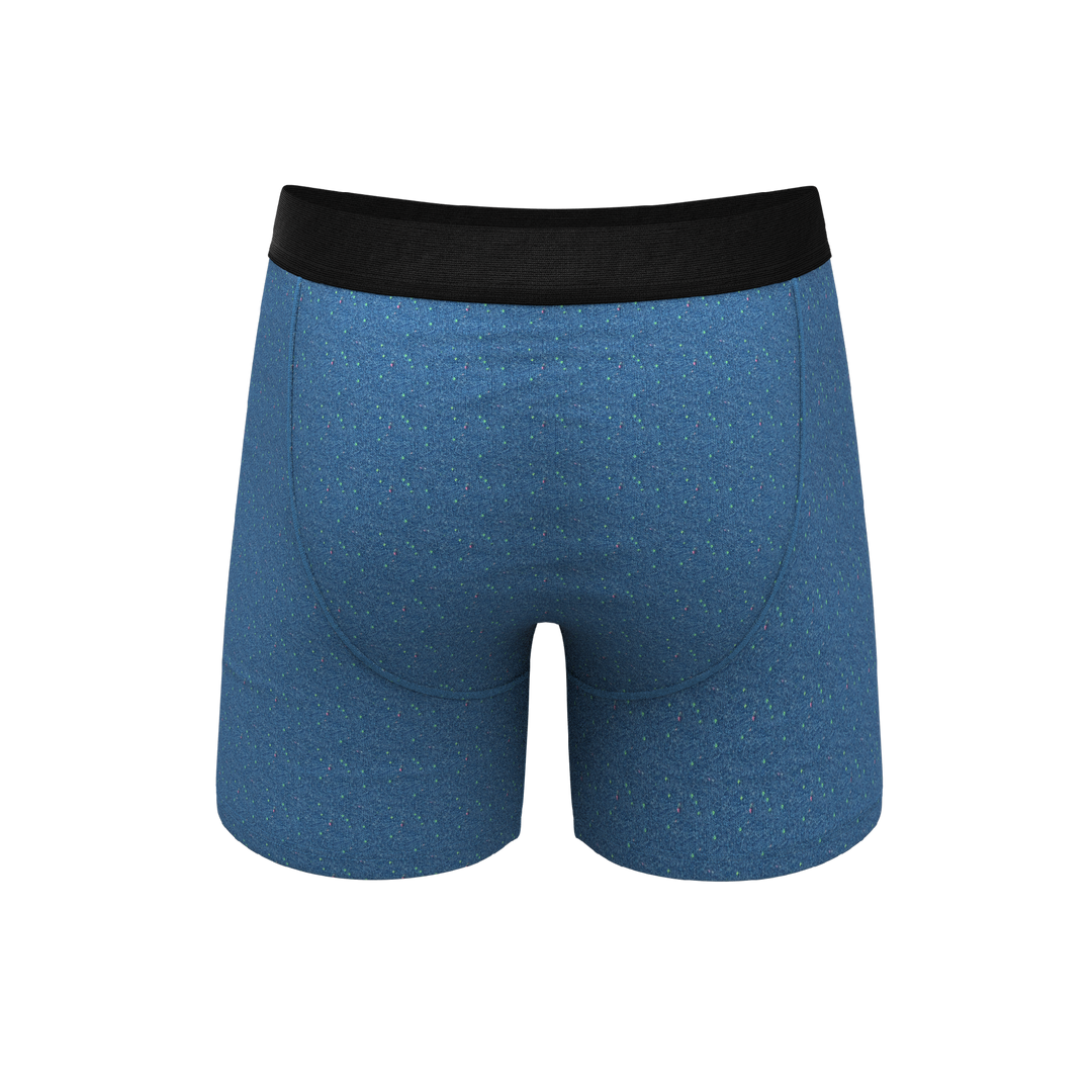 The Fleck Me: Men's Heather Blue Flecked Boxer Briefs with Ball Hammock® Pouch & Fly